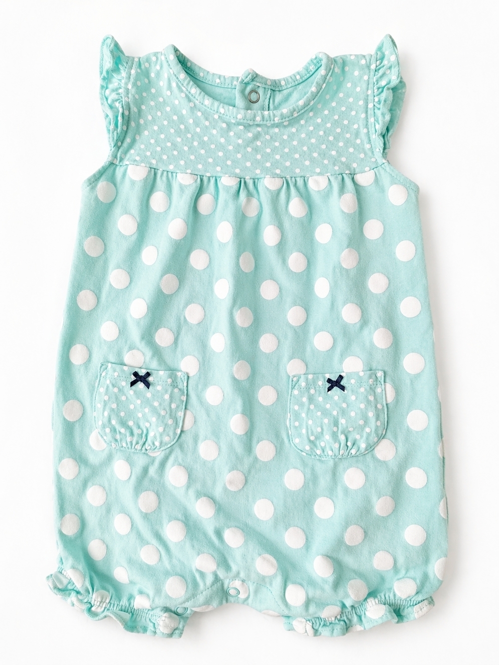 4/$20 Carter’s Mint Polka Dot Romper 24M Ruffle Sleeve Snap Bottom